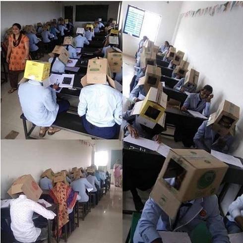 Cover Image for Students made to wear cartons on the head to prevent malpractice