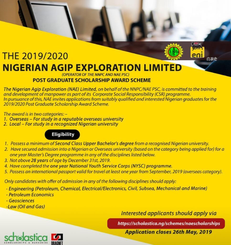 Cover Image for AGIP postgraduate scholarship 2019 guidelines