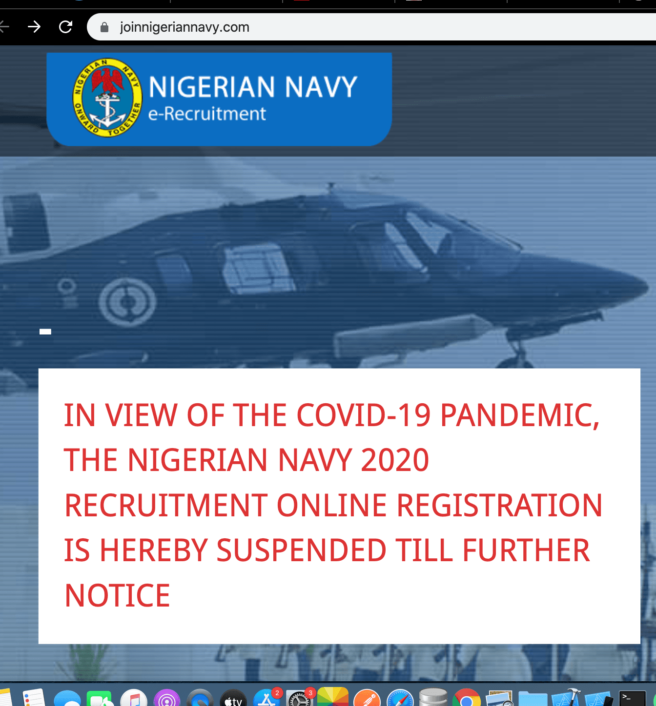 Cover Image for Nigerian Navy Recruitment 2020 suspended due to Coronavirus