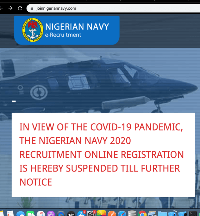Nigerian Navy Recruitment 2020 suspended due to Coronavirus featured image